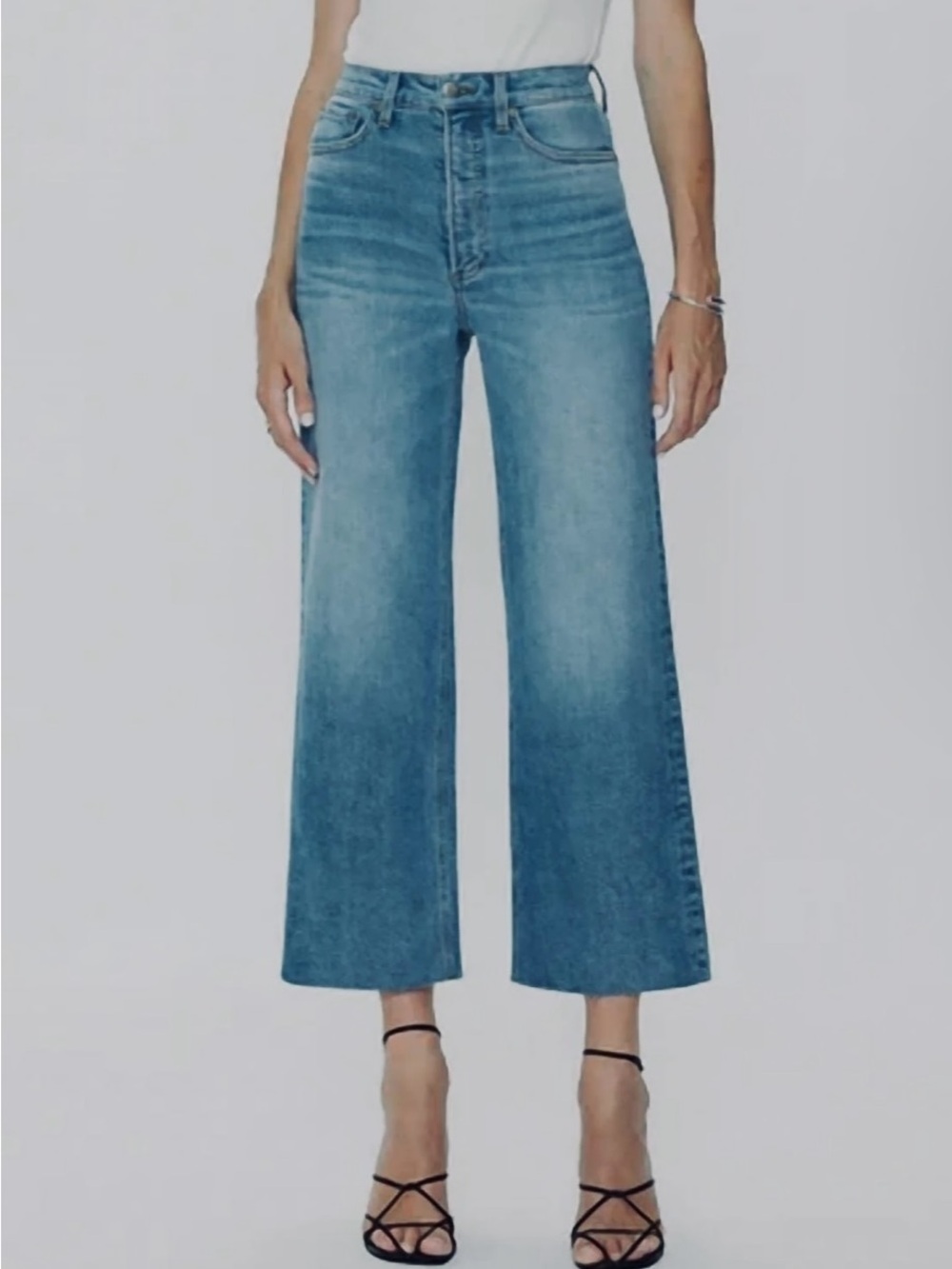Pistola NWT Lana Wide Leg Crop Jeans Cotton Wild Heart Blue Size 26
